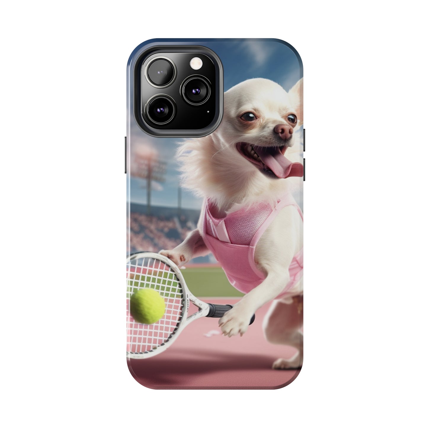 Chihuahua Tennis Ace: Dog Pink Outfit, Court Atheletic Sport Game - Tough Phone Cases