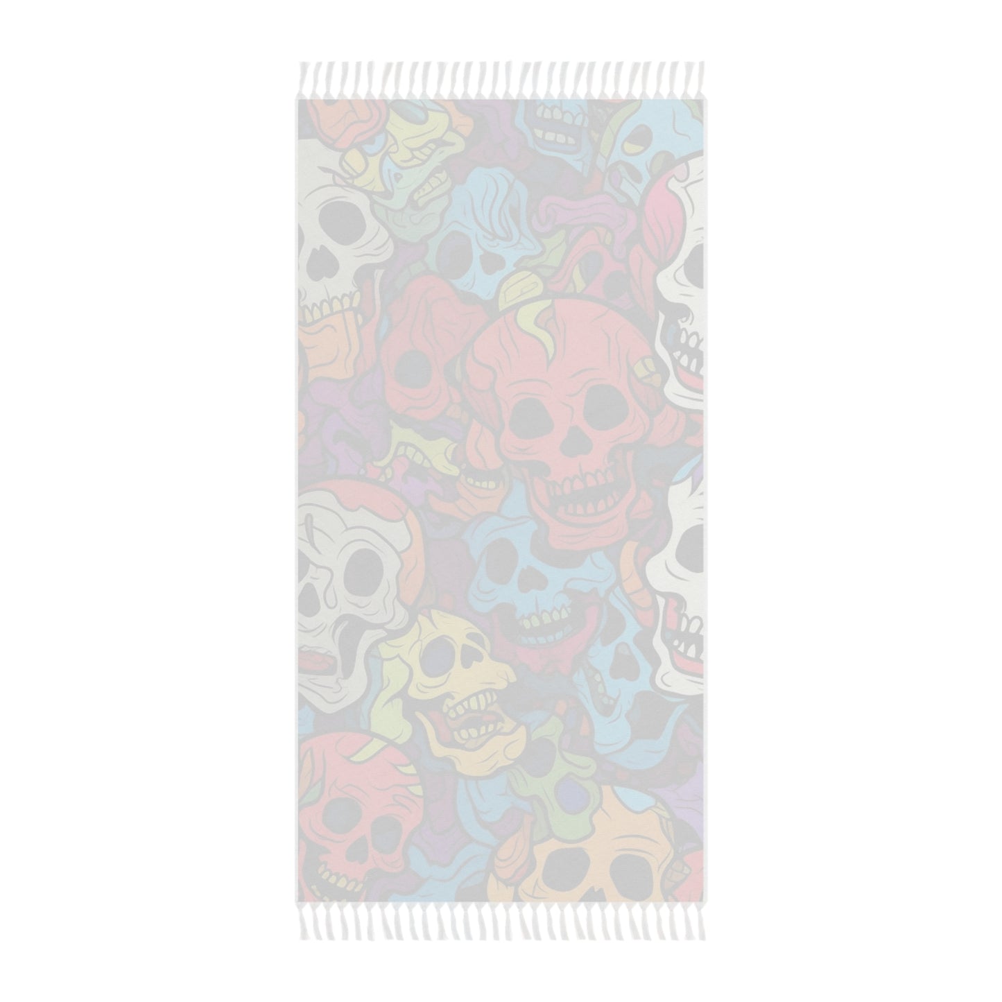 Psychedelic Rainbow Skull Head Pattern, Vibrant Colors - Boho Beach Cloth