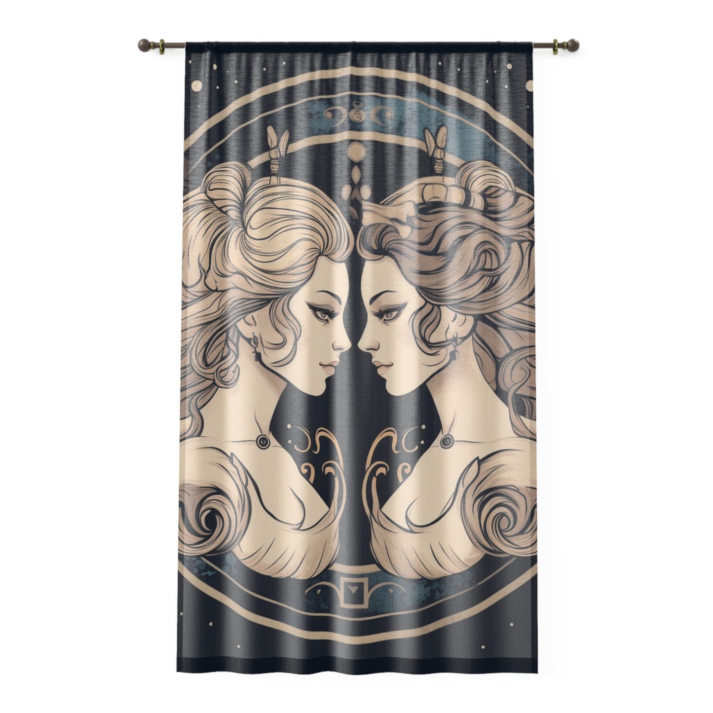 Duality of Gemini - Expressive Twins Zodiac Astrology - Window Curtain