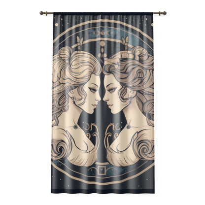 Duality of Gemini - Expressive Twins Zodiac Astrology - Window Curtain