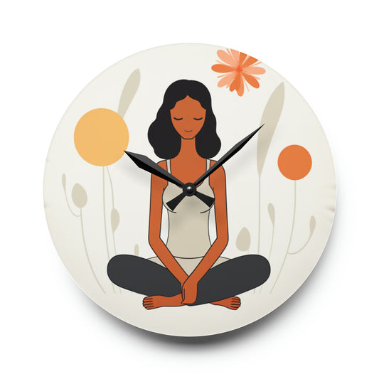 Yoga Phase Relaxation Grounded Acrylic Wall Clock