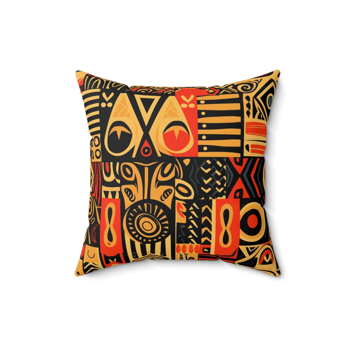 Tribal Art-Inspired Abstract Symbols, Heritage - Spun Polyester Square Pillow