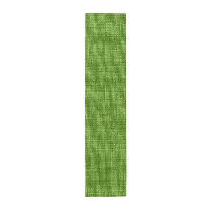 Olive Green Denim-Style: Seamless, Textured Fabric - Table Runner (Cotton, Poly)