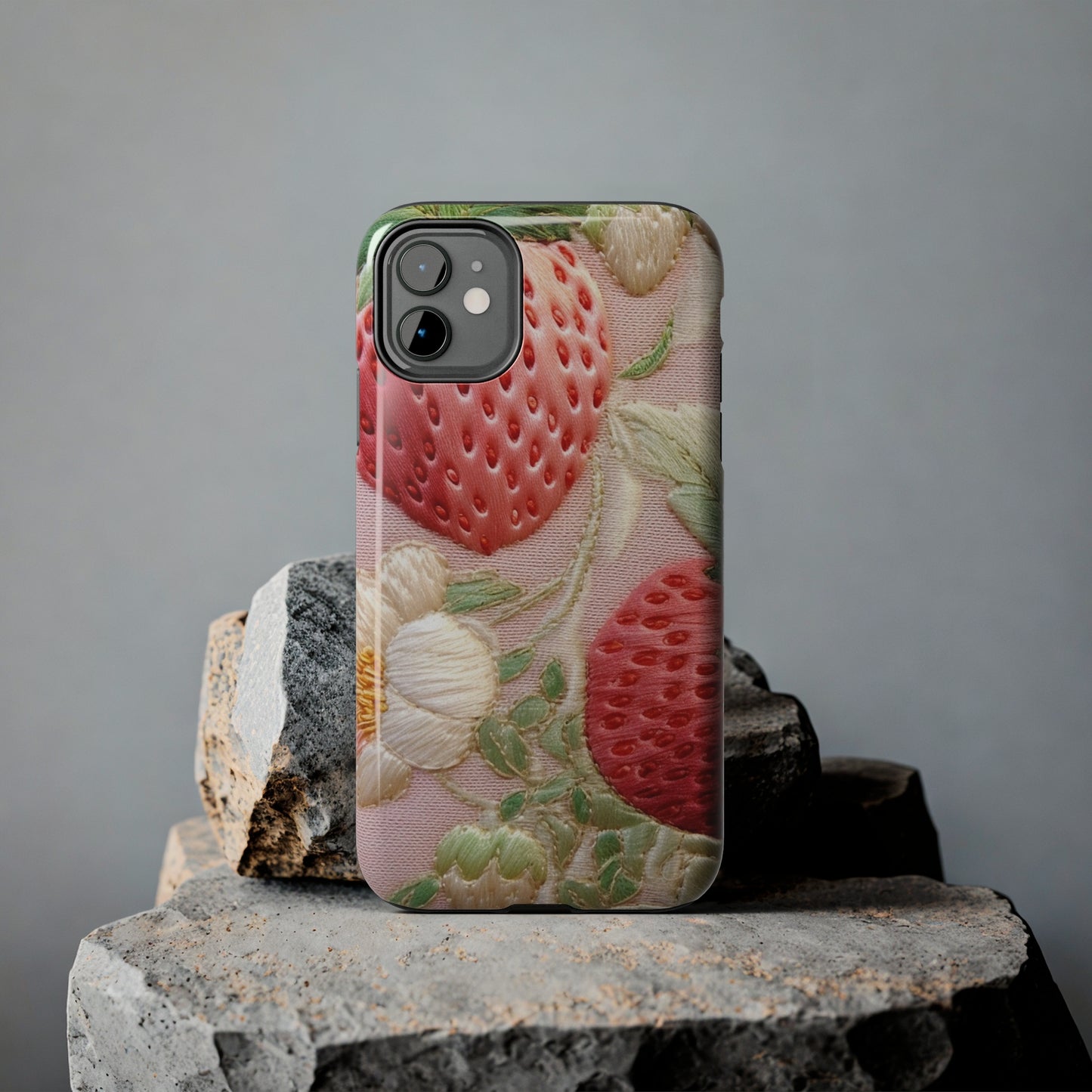 Red Berry Strawberries - Embroid Fruit - Healthy Crop Feast Food Design - Tough Phone Cases