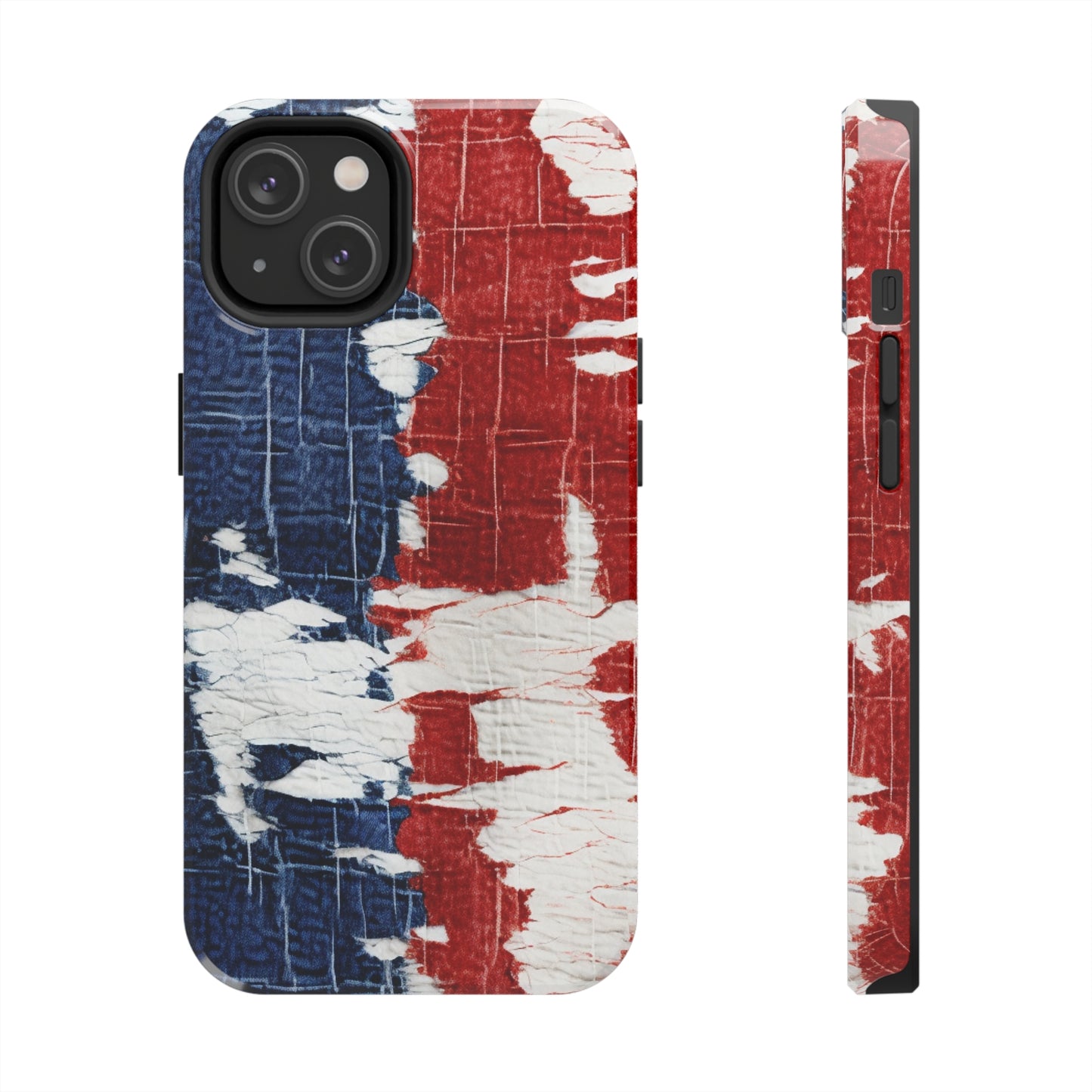 Patriotic Red, White & Blue: Distressed Denim-Style, Torn Fabric - Tough Phone Cases