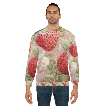 Fresas de frutos rojos - Fruta bordada - Diseño de alimentos para fiestas de cultivos saludables - Sudadera unisex (AOP) 