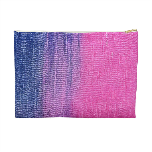 Dual Delight: Half-and-Half Pink & Blue Denim Daydream - Accessory Pouch