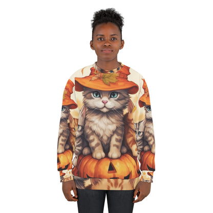 Kitty Cat Kittens Halloween - Lindos Furries en Calabaza - Decoración Felina Festiva - Sudadera Unisex (AOP) 