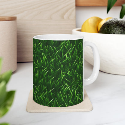 Touch Grass Indoor Style Outdoor Green Artificial Grass Turf - Ceramic Mug 11oz