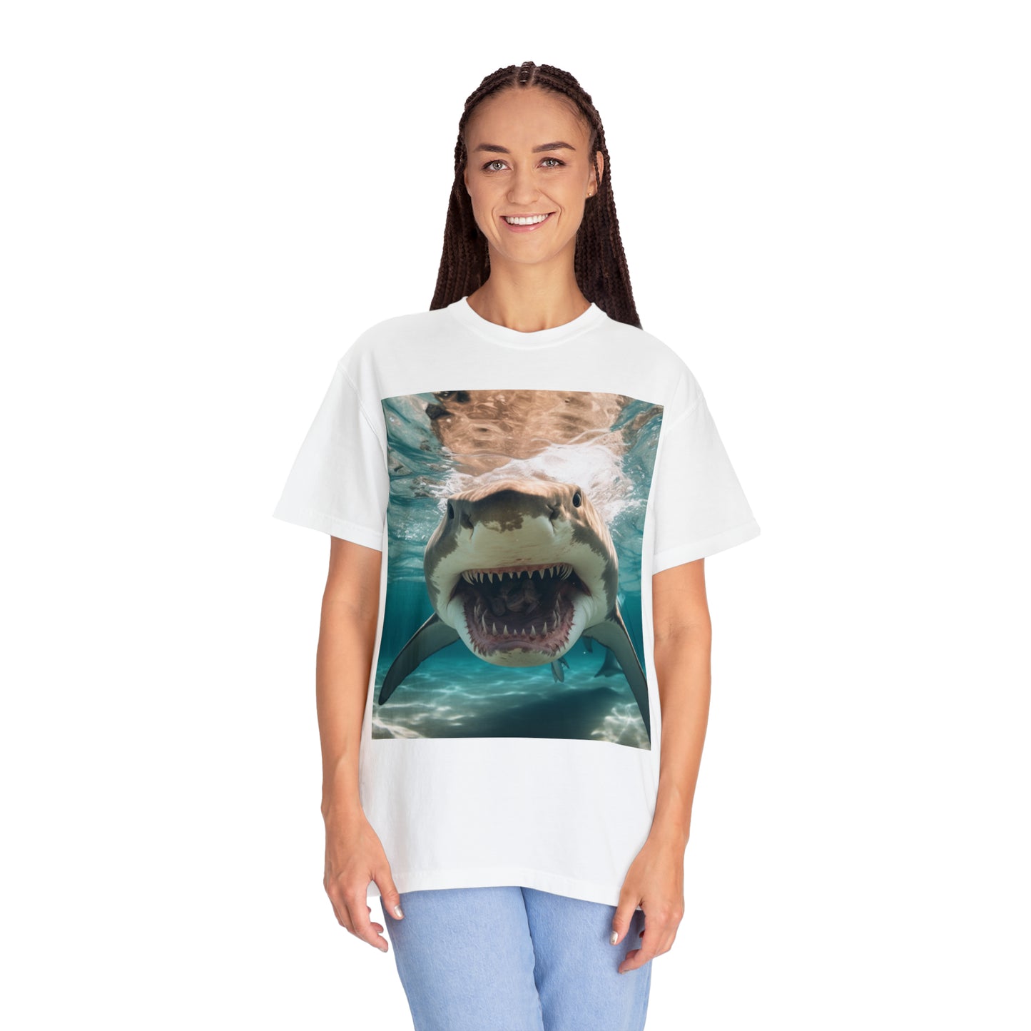 Bull Shark: River Monster Menace - Realistic Dark Water Predator - Unisex Garment-Dyed T-shirt