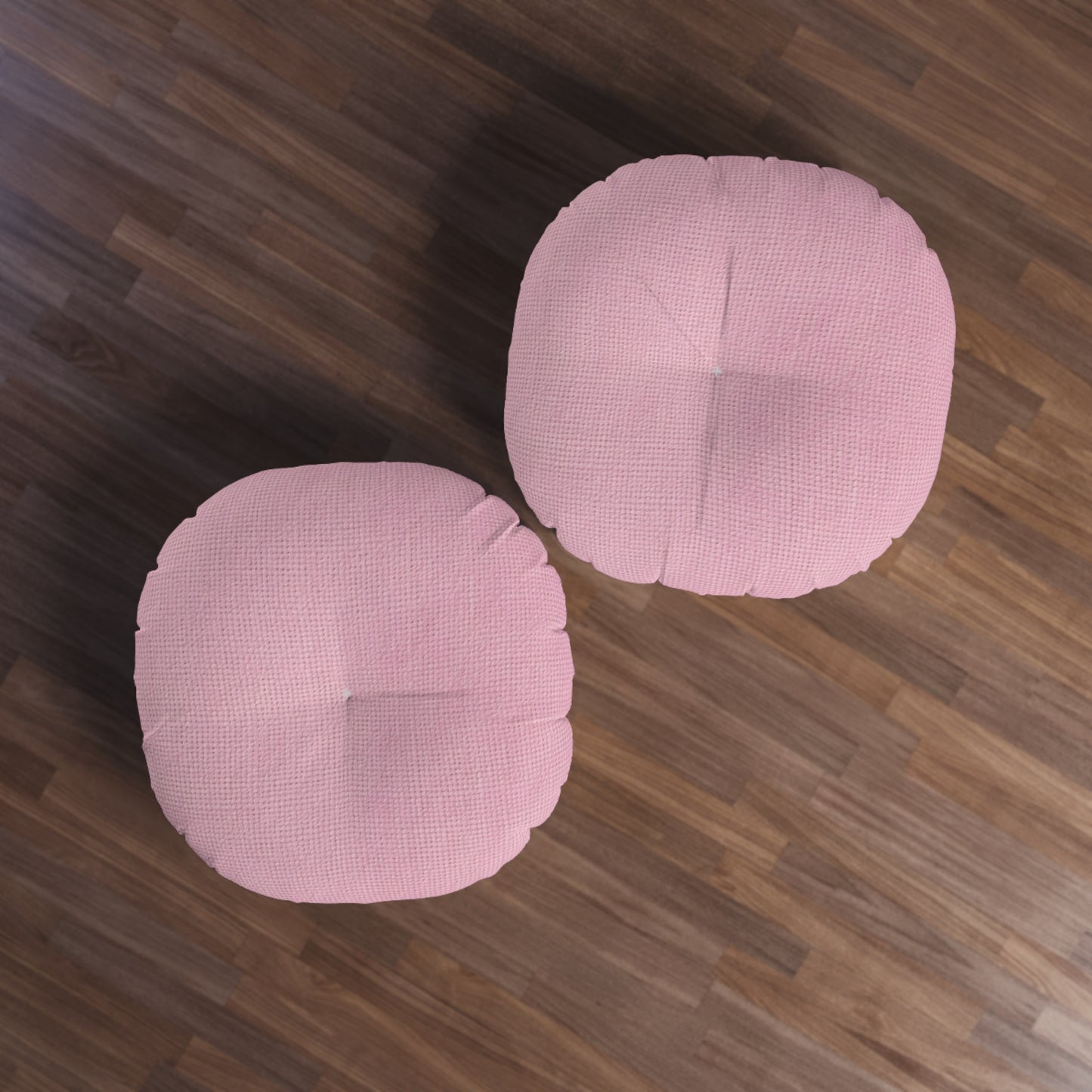 Blushing Garment Dye Pink: Denim-Inspired, Soft-Toned Fabric - Tufted Floor Pillow, Round