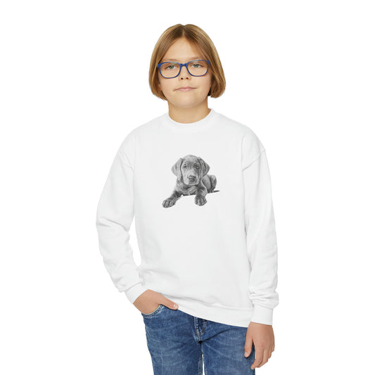 Charcoal Labrador Dog, Puppy Lover Gift, Youth Crewneck Sweatshirt