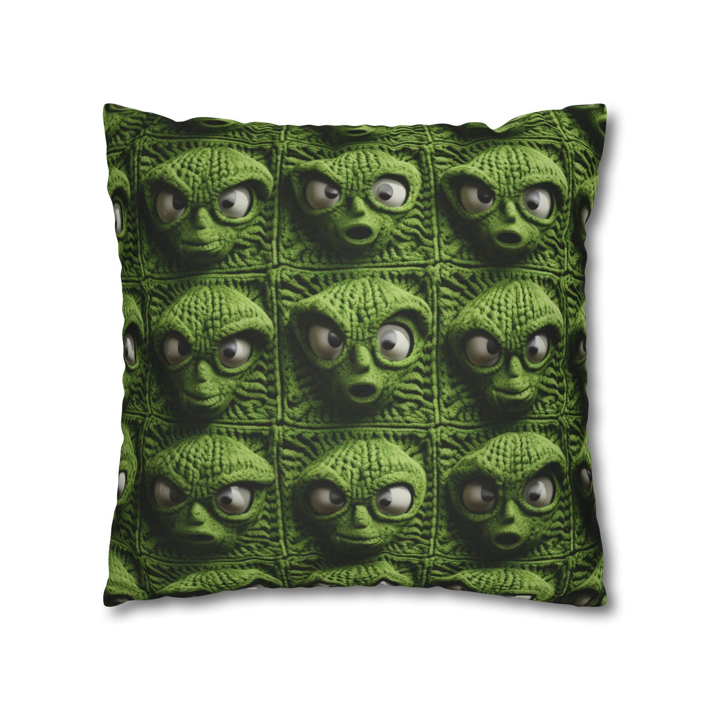 Alien Granny Square Crochet - Galacitc Space Sci fi Fantasy Theme - Spun Polyester Square Pillow Case