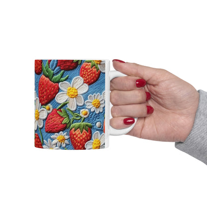 Orchard Berries: Juicy Sweetness from Nature's Garden - Fresh Strawberry Elegance - Ceramic Mug 11oz