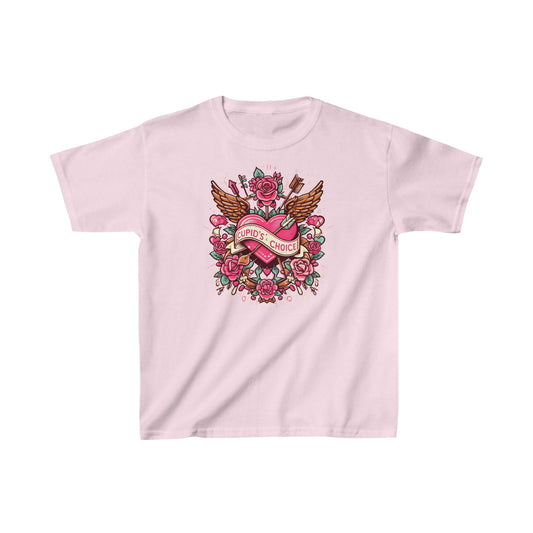 Cupids Choice Heart with Roses and Arrow - Vibrant Valentines Day Love - Kids Heavy Cotton™ Tee