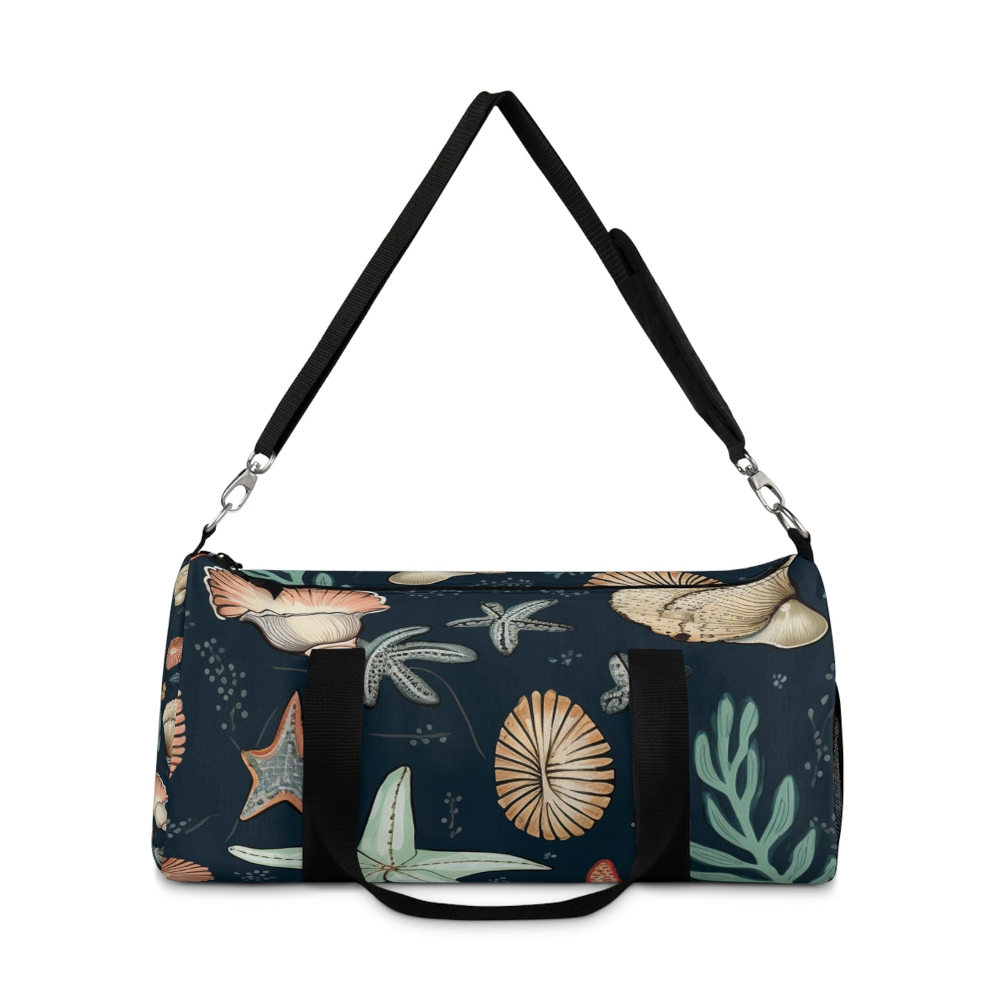 Hand-Drawn Seashells & Starfish Marine-Inspired Pattern Duffel Bag