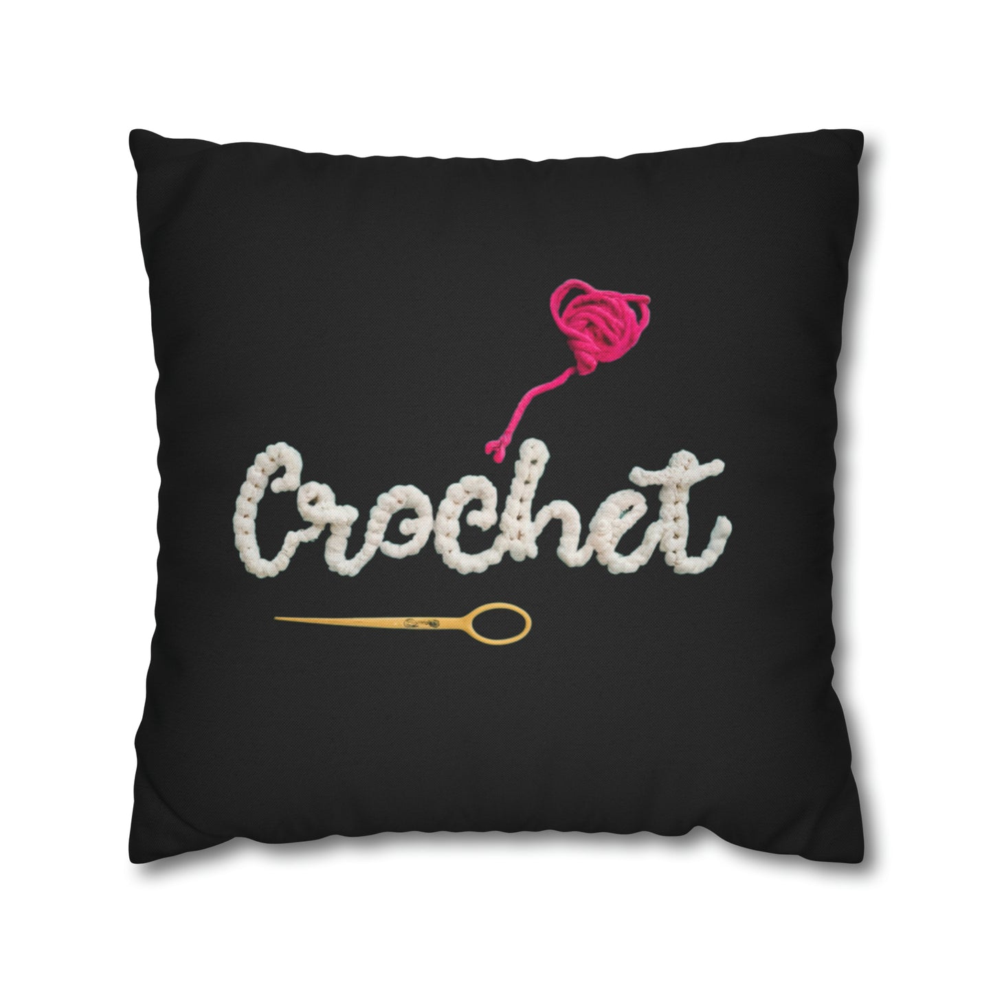 Crochet Love Gift - Heartfelt Fabric Fashion Collector Style - Spun Polyester Square Pillow Case