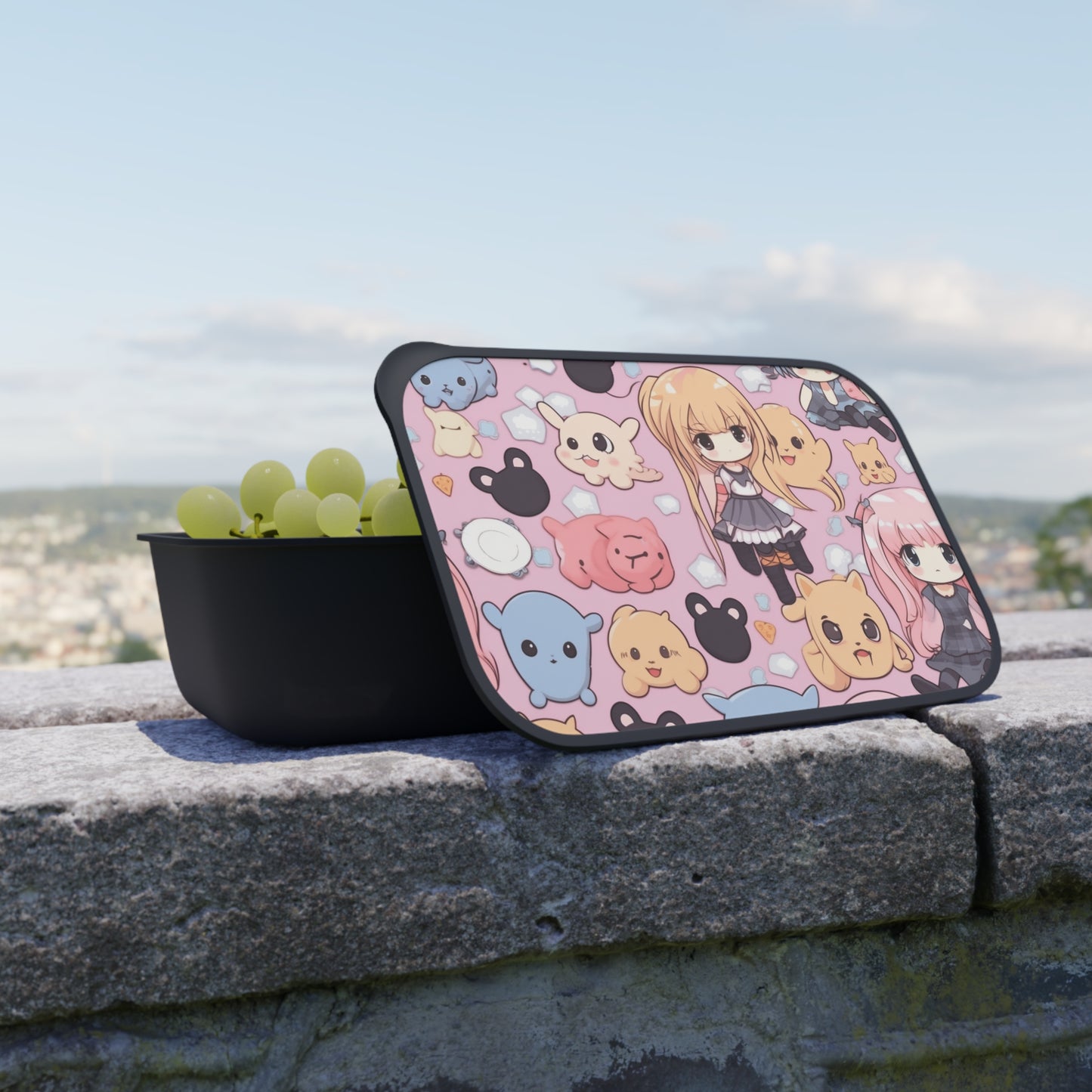 Kawaii Anime Girls: Cute and Adorable Manga Inspired Design - PLA Bento Box with Band and Utensils