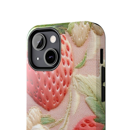 Red Berry Strawberries - Embroid Fruit - Healthy Crop Feast Food Design - Tough Phone Cases