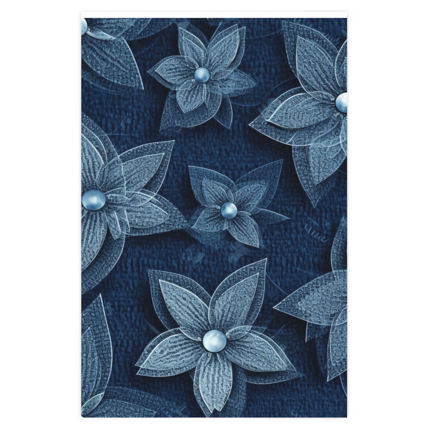 Hawaiian Flower Design - Denim-Inspired Decor Piece - Wrapping Paper