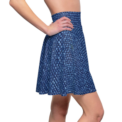 Marine Carpet Outdoor Bass Boat Style Denim Design - Women's Skater Skirt (AOP)