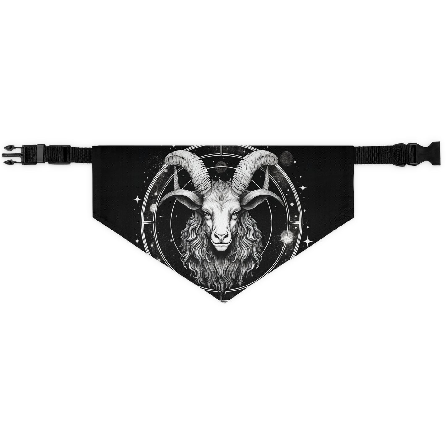 Capricorn Pet Bandana Collar, Zodiac Black White Goat Design