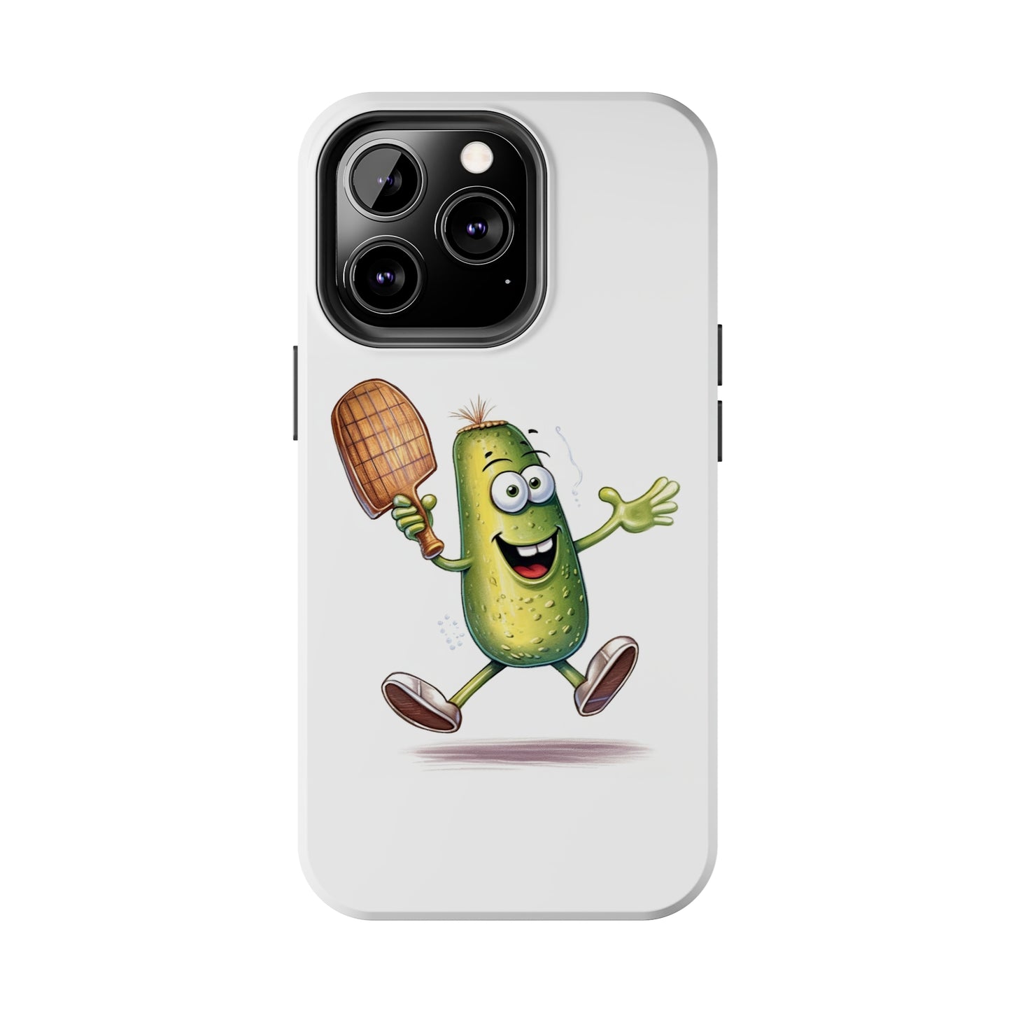 Pickle Player Action: Cartoon Swinging Pickleball Paddle - Sporty Charm - Tough Phone Cases