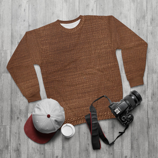Luxe Dark Brown: Denim-Inspired, Distinctively Textured Fabric - Unisex Sweatshirt (AOP)
