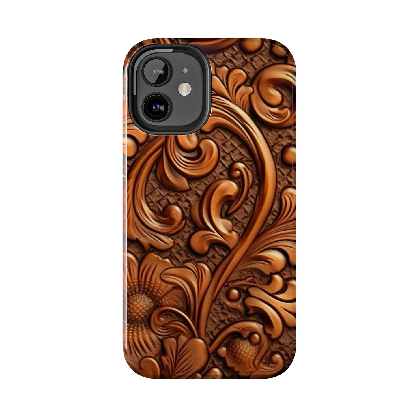 Leather Flower Cognac Classic Brown Timeless American Cowboy Design - Tough Phone Cases