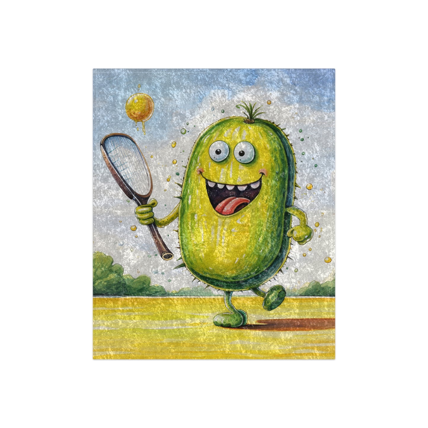 Pickleball Sport: Athletic Pickle Playing Game with Net and Paddle - Crushed Velvet Blanket