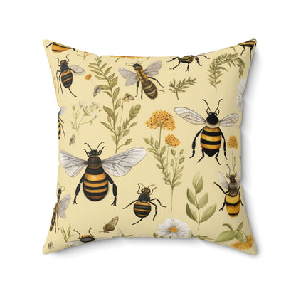 Whimsical Bees & Honeycombs Nature-Friendly Pattern Design Spun Polyester Square Pillow