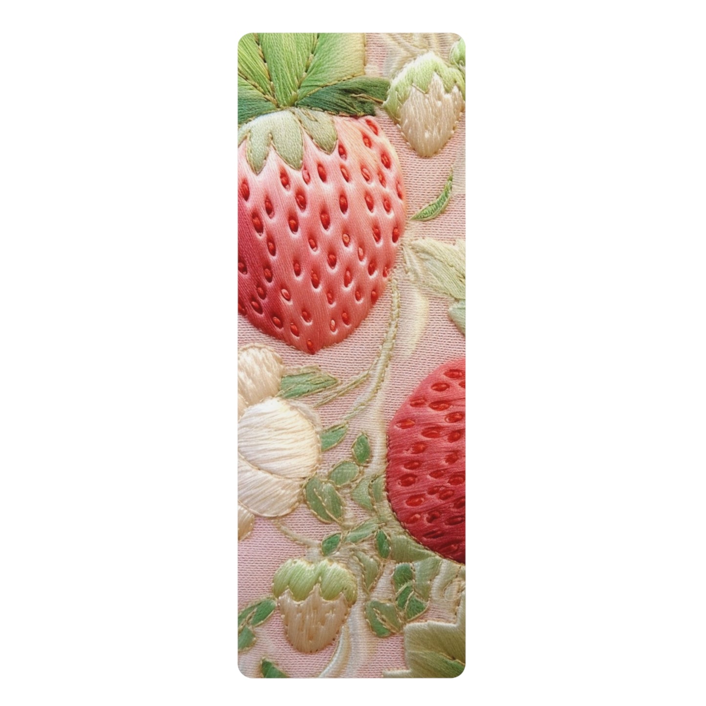 Red Berry Strawberries - Embroid Fruit - Healthy Crop Feast Food Design - Rubber Yoga Mat