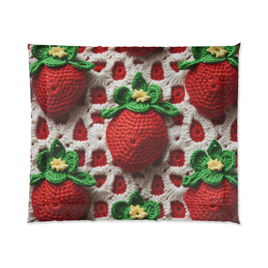 Strawberry Crochet Pattern - Amigurumi Strawberries - Fruit Design for Home and Gifts - Bed Comforter