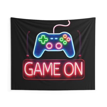 Game On Sign, Neon Graphic, Indoor Wall Tapestries