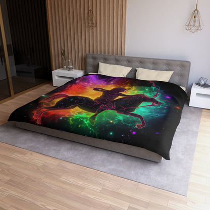 Colorful Sagittarius Zodiac Sign - Star Universe Theme - Microfiber Duvet Cover