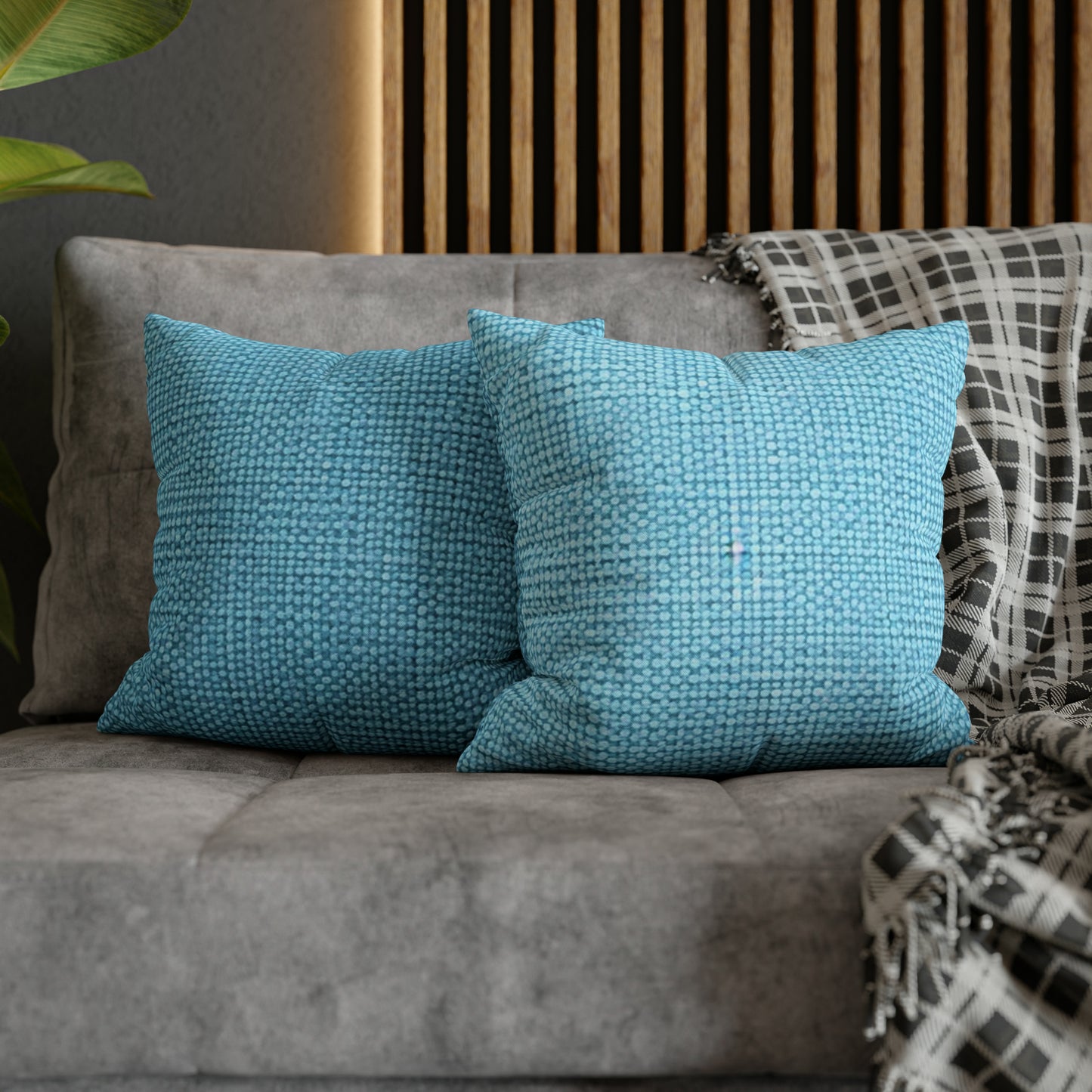 Bright Aqua Teal: Denim-Inspired Refreshing Blue Summer Fabric - Spun Polyester Square Pillow Case