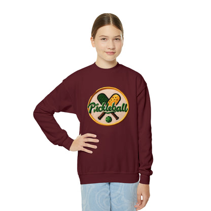 Pickleball Chenille Patch - Youth Crewneck Sweatshirt