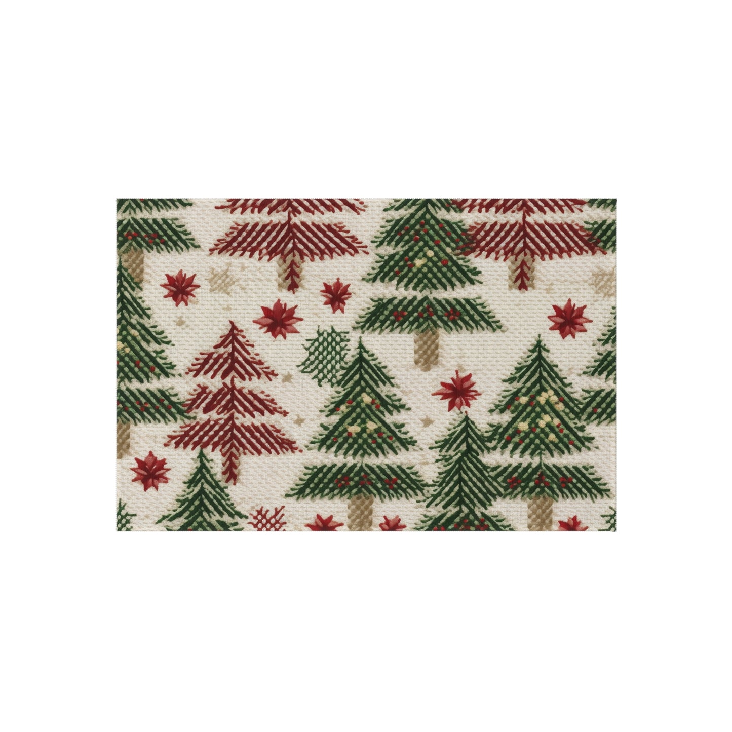 Embroidered Christmas Winter, Festive Holiday Stitching, Classic Seasonal Design - Outdoor Rug