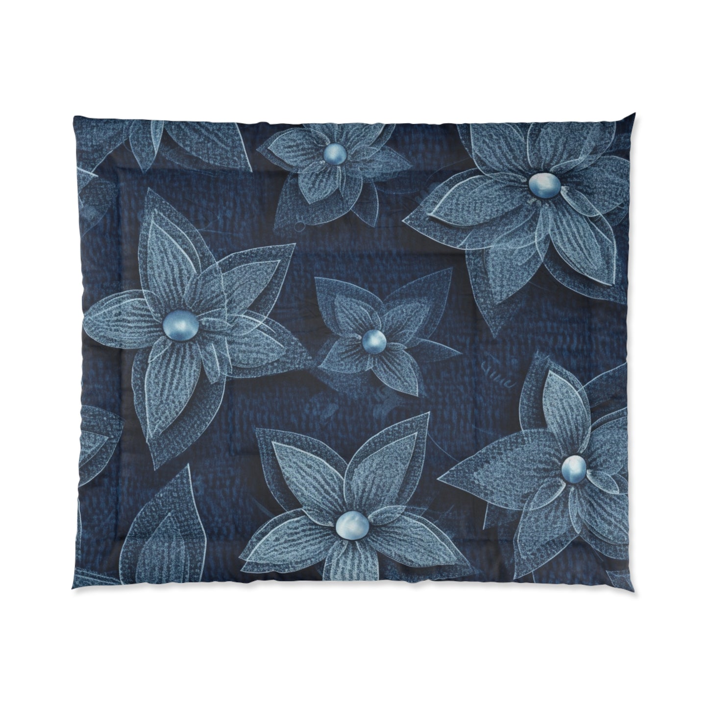 Hawaiian Flower Design - Denim-Inspired Decor Piece - Comforter