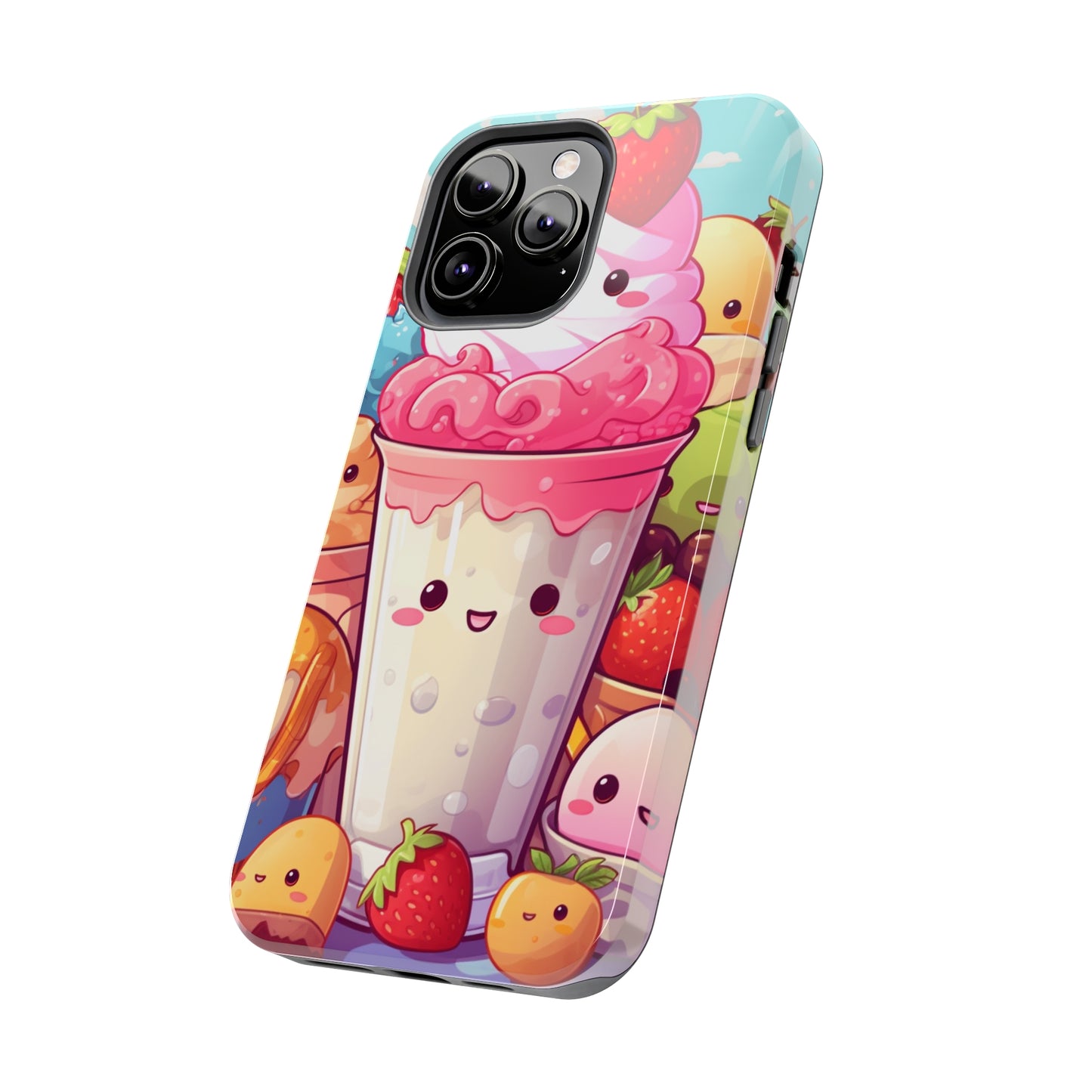 Strawberry Japan Milkshake - Kawaii Dessert Delight - Sweet Berry Anime Character - Tough Phone Cases