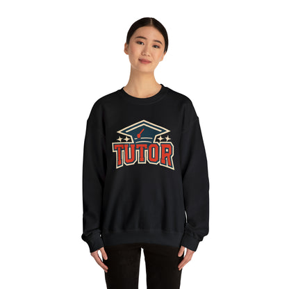 Academic Excellence Emblem - Starry Grad Cap Tutor Graphic - Unisex Heavy Blend™ Crewneck Sweatshirt