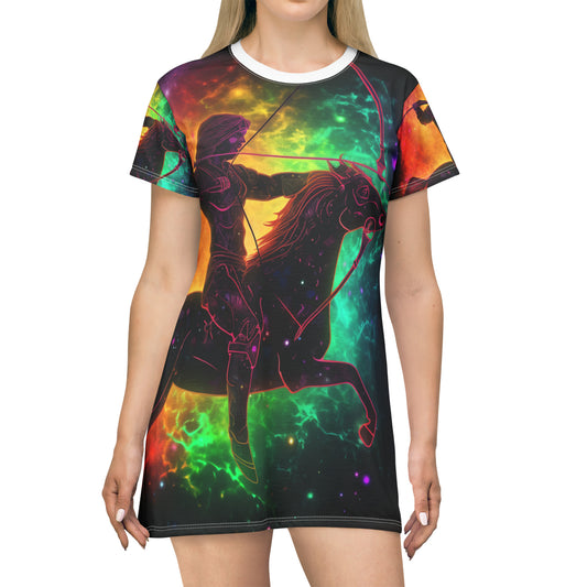 Colorful Sagittarius Zodiac Sign - Star Universe Theme - T-Shirt Dress (AOP)