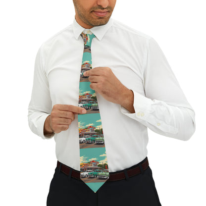 1950s Classic Car Collection Retro Artwork - Necktie