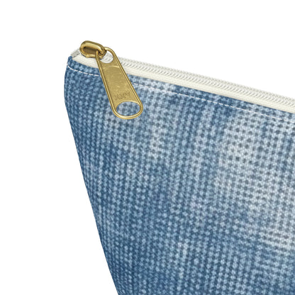 Faded Blue Washed-Out: Denim-Inspired, Style Fabric - Accessory Pouch w T-bottom