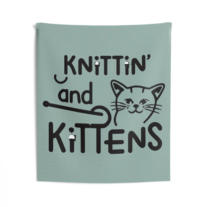 Knitting Whiskers: Purr-fect Kittin with Kittens Design - Indoor Wall Tapestries