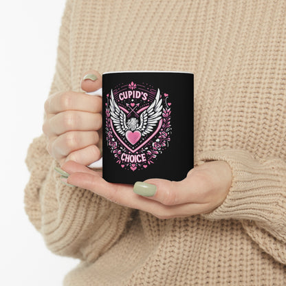 Cupids Choice Crest with Heart and Wings - Love and Romance Valentine Themed - Ceramic Mug 11oz