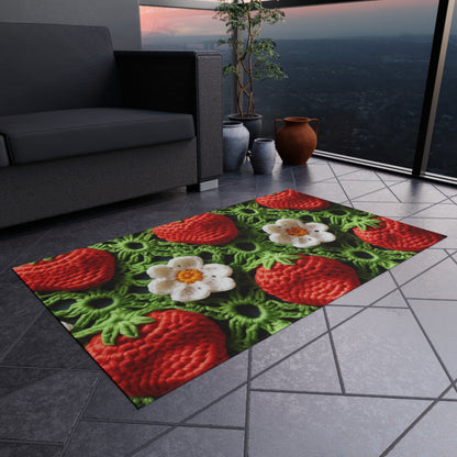 Strawberry Field Crochet - Forever Forest Greens - Fruit Berry Harvest Crop - Outdoor Rug