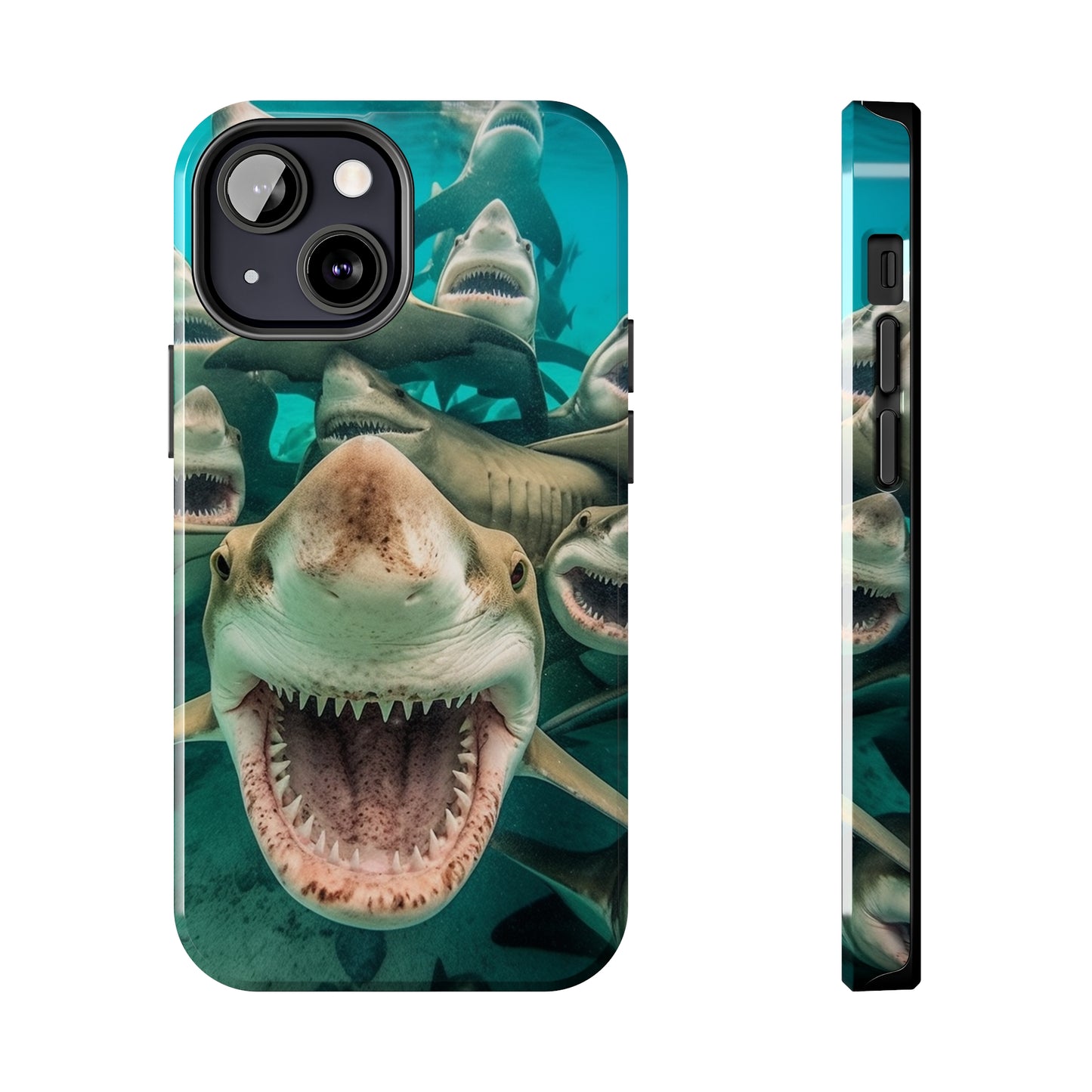 Laughing Lemon Sharks: Joyful Sea Jaws Ocean Deep - Tough Phone Cases