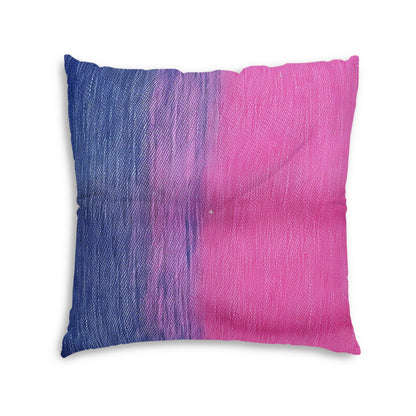 Dual Delight: Half-and-Half Pink & Blue Denim Daydream - Tufted Floor Pillow, Square