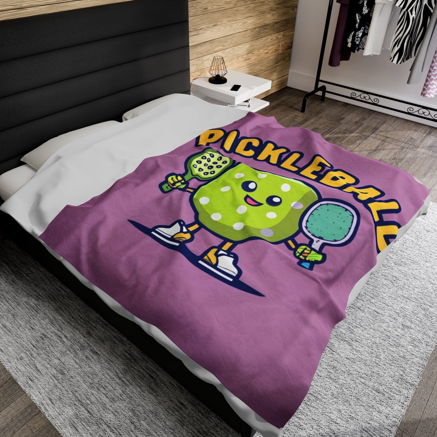 Pickleball Anime kawaii - Cartoon Graphic - Sport Character - Velveteen Plush Blanket